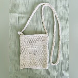 Xhilaration Vintage White Woven Crossbody Bag